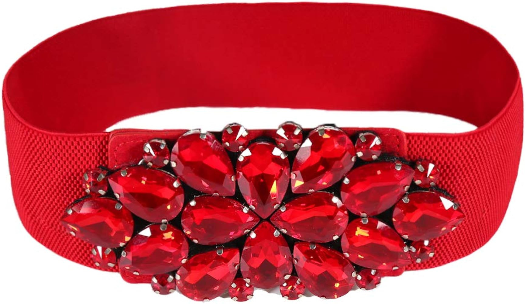 Women Rhinestone Belt Crystal Elastic Waist Floral Cummerbund for Dress | Amazon (US)