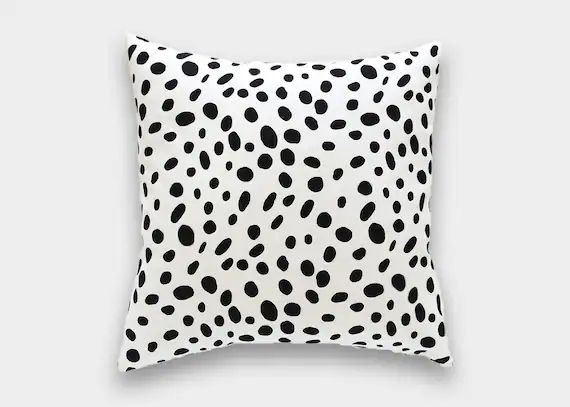 Black Dots Decorative Pillow Cover. Dalmatian Spots Throw Pillow Cover. Pick a Size. Black and Wh... | Etsy (US)