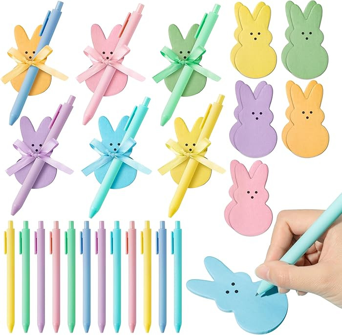 Laffact Easter Bunny Sticky Notes - 24 Sets Easter Peeps Pastel Notepads with Pens Ribbons Gift S... | Amazon (US)