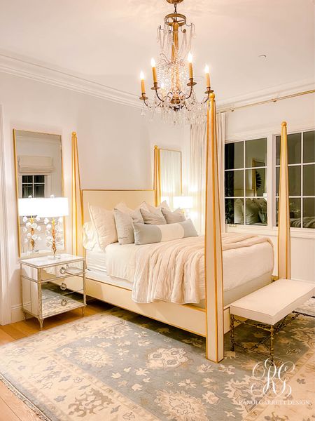 Guest bedroom details white gold bed gold rectangular mirror 

#LTKhome #LTKstyletip #LTKsalealert