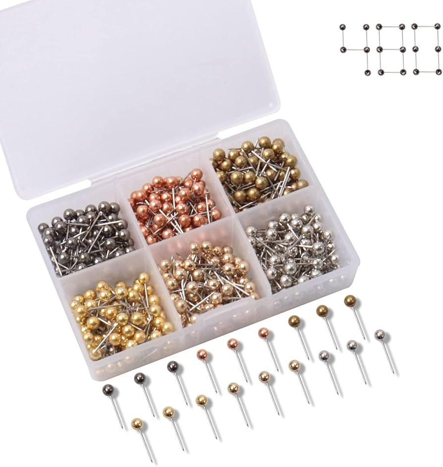 480 PCS Push Pins Metallic Color Map Tacks 1/8 inch Round Head with Stainless Point Head Marking Pins for Bulletin Board Map Picture Photo (Six Colors) | Amazon (US)