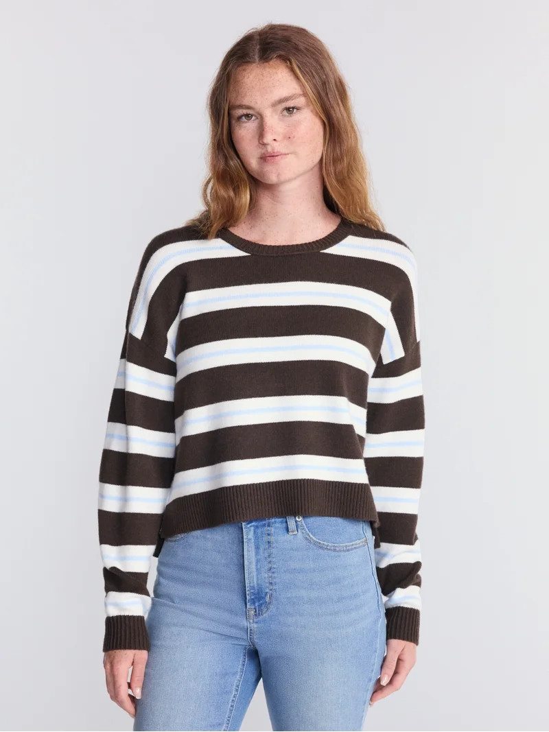 No Boundaries Essential Crewneck Sweater, Lightweight, Women's and Women's Plus XXS-4X | Walmart (US)