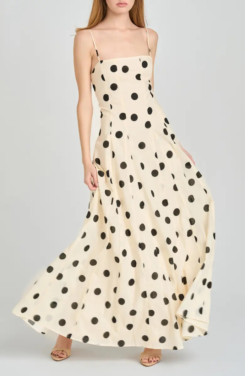 Carolina Polka Dot Cotton Godet Maxi Dress | Nordstrom