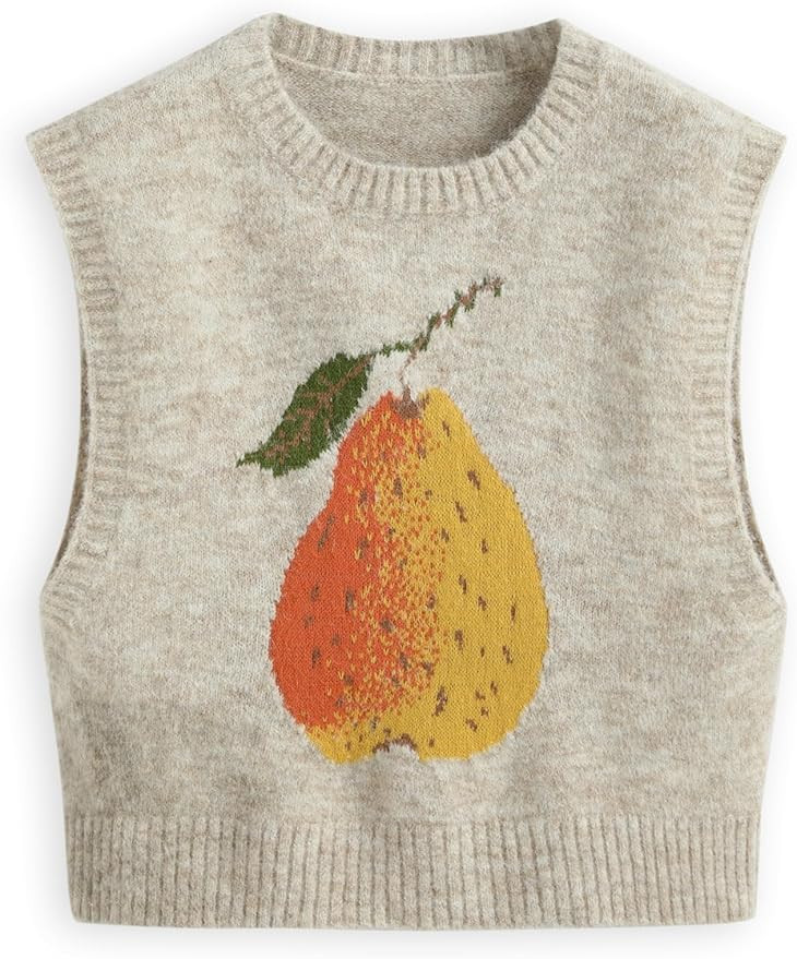 CIDER Women’s Sweater Vest Knit Sleeveless Pear Cute Graphic Sweater Vest Tank Top Fall Outfits | Amazon (US)
