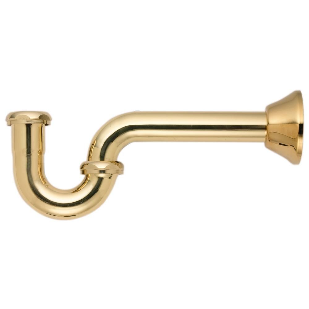 1-1/4 in. x 1-1/4 in. Brass P-Trap in Polish Brass | The Home Depot