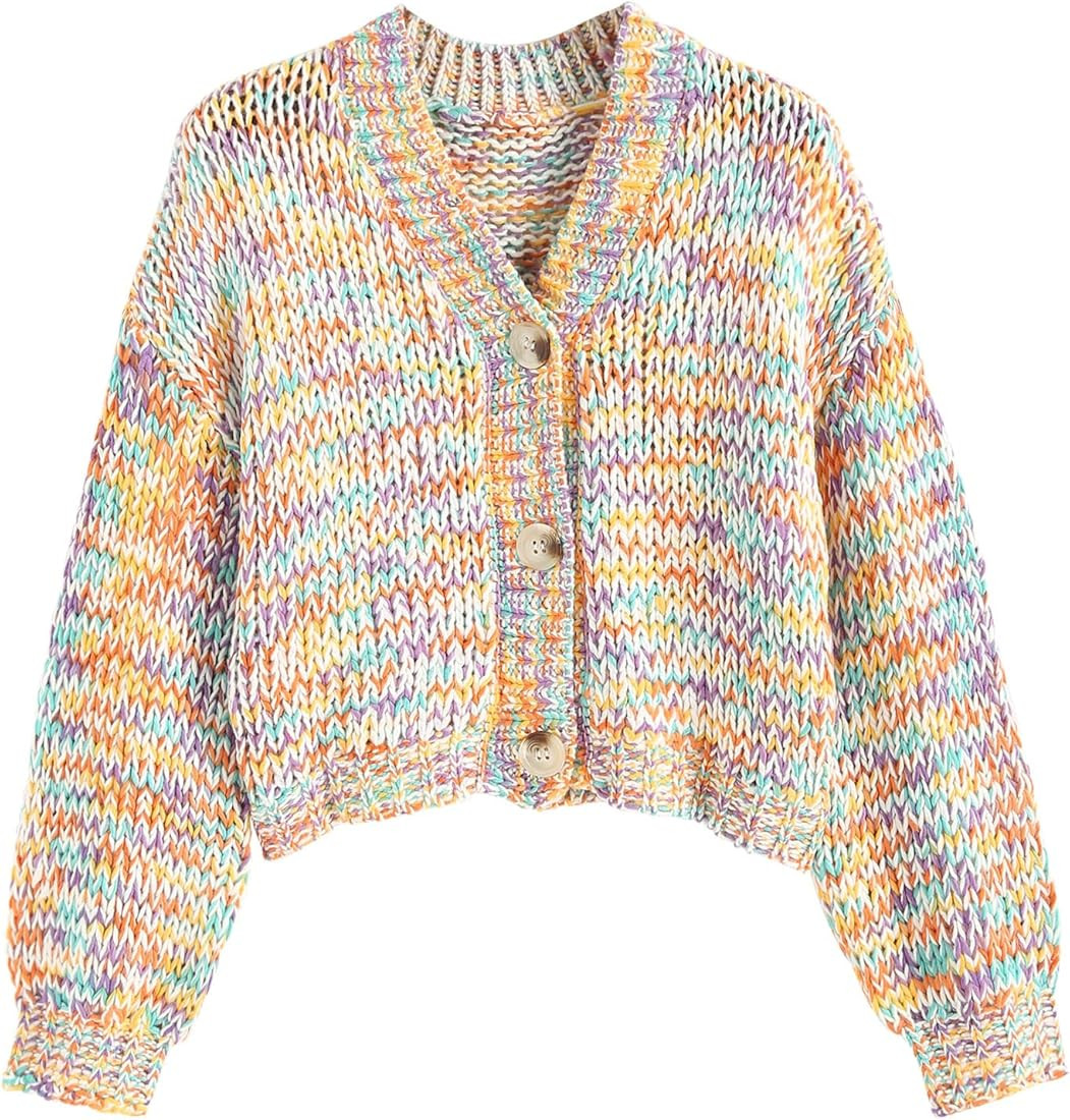 ZAFUL Womens Cardigan Sweater Outwear Christmas 2023 - Knitted V Neck Long Sleeve Crochet Cute Ch... | Amazon (US)