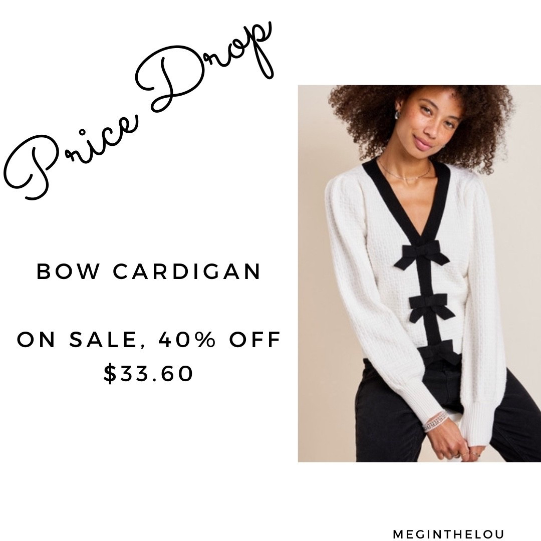 On sale! If you aren’t a dress girlie, this bow cardigan is also a great choice for a holiday look.  


#Francescas #salefinds #holidayoutfit #christmasoutfit #cardigan #bow #bowcardigan #LTKU #LTKOver40 #LTKHoliday #LTKSeasonal 
#thanksgiving 

#LTKStyleTip #LTKSaleAlert #LTKFindsUnder50