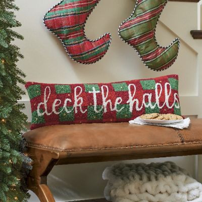 Deck the Halls Hooked Lumbar Pillow | Grandin Road | Grandin Road