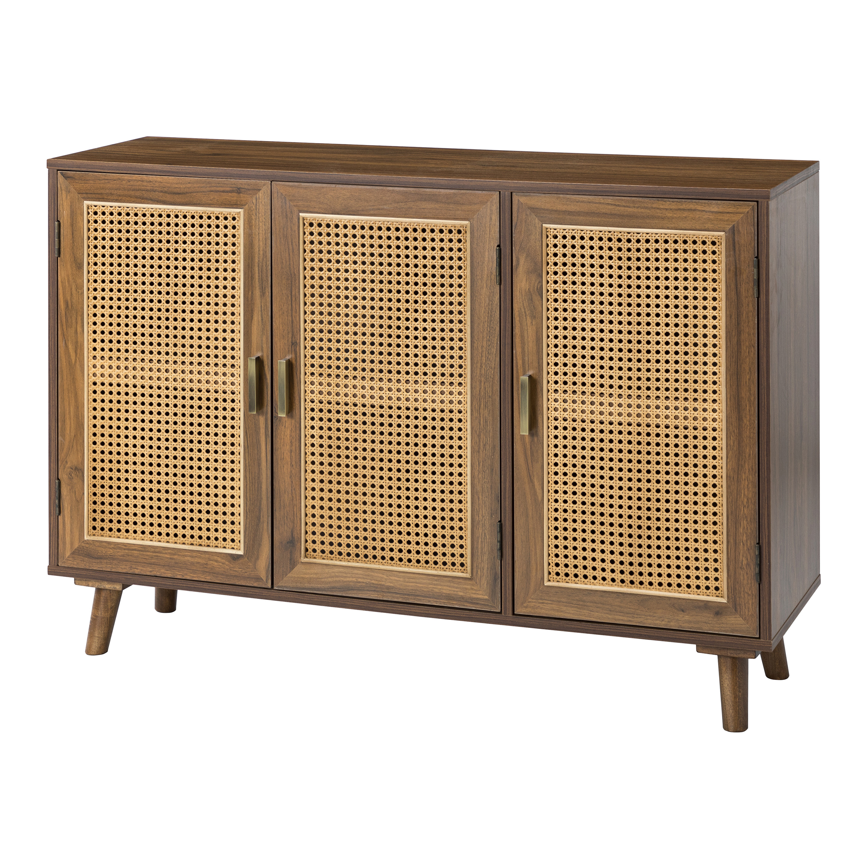 Cavtat Wood and Cane 3 Door Storage Cabinet | World Market