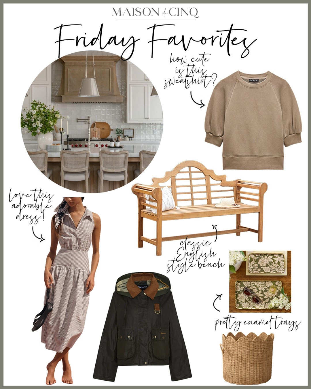 So many great finds on Friday Favorites this week like Anthro finds that are on flash sale, the bench I’m loving, the cutest baskets, Nordstrom sale finds still in stock, the prettiest enamel trays, and so much more!

Home decor, summer fashion, outdoor decor, outdoor furniture, summer dress, fall jacket, sandals, summer tops, baskets

#LTKHome #LTKSaleAlert #LTKSeasonal