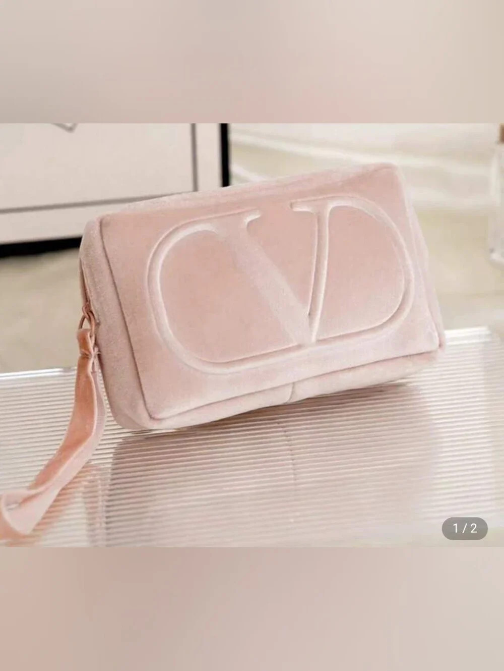 Valentino Pink Velvet Wristlet Makeup Pouch Bag | Poshmark