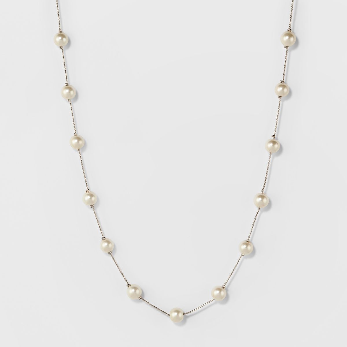 Short Faux Pearl Chain Necklace - A New Day™ Silver | Target
