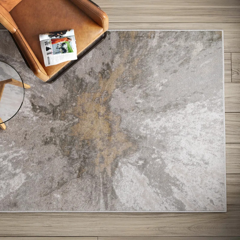 Ogrady Modern Abstract Power Loom Silver Rug | Wayfair North America