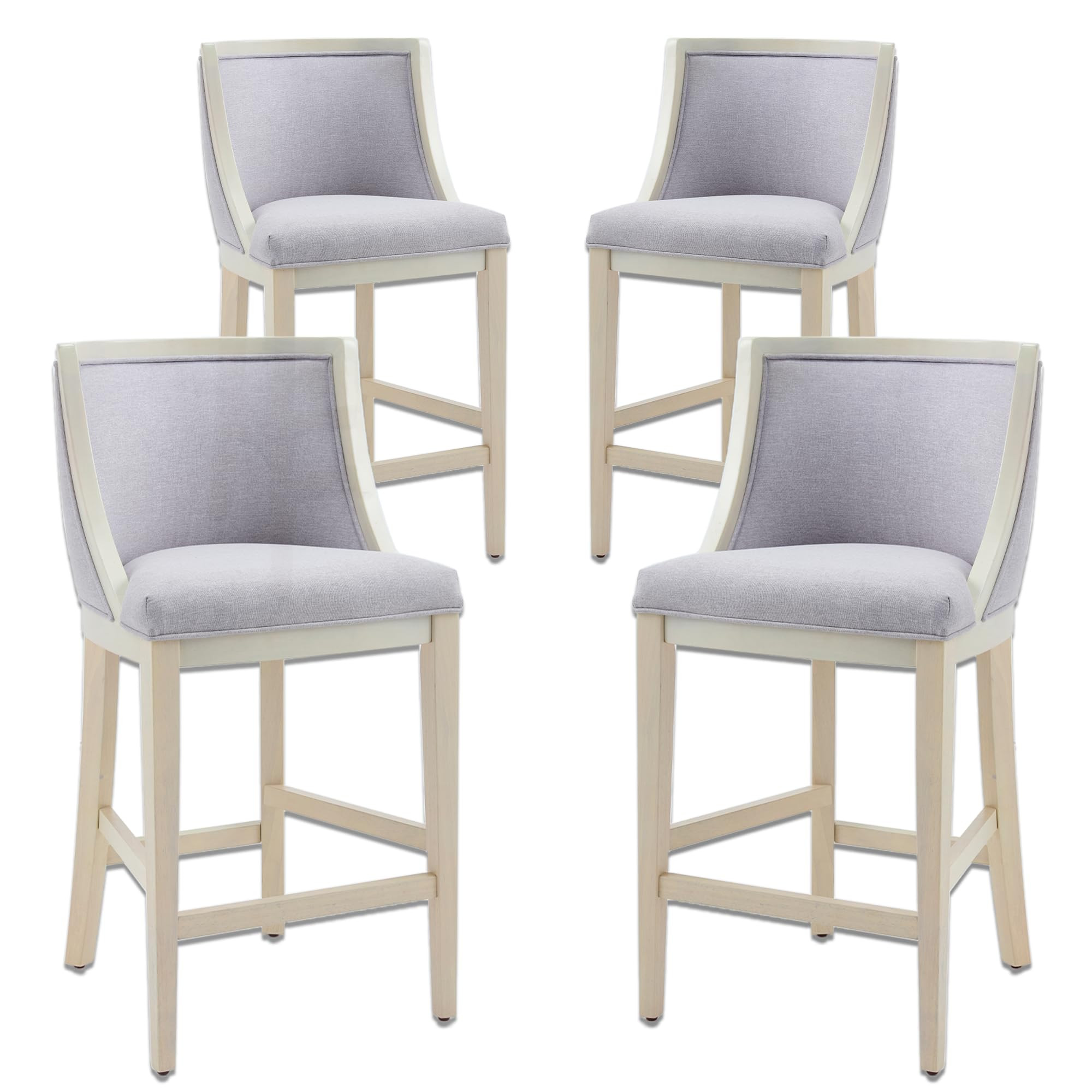 Farmhouse Bar Stools Set of 4 Counter Height Barstools with Curved Back Upholstered Counter Stool... | Amazon (US)