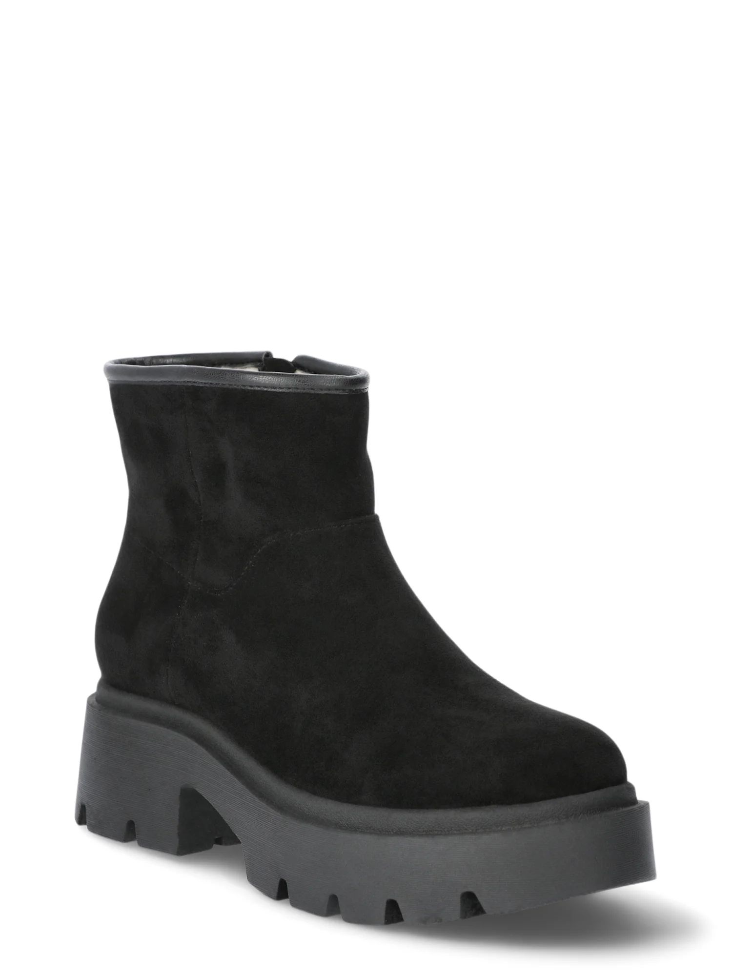 No Boundaries Women's Cozy Lug Sole Ankle Boots | Walmart (US)