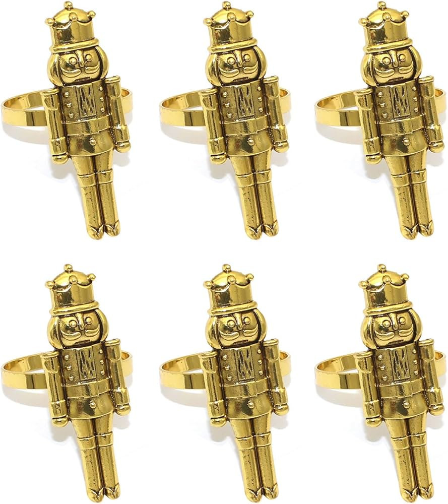 Pack of 6 Nutcrackers Soldier Napkin Rings Christmas Decorations Restaurant Table Decor Vintage N... | Amazon (US)