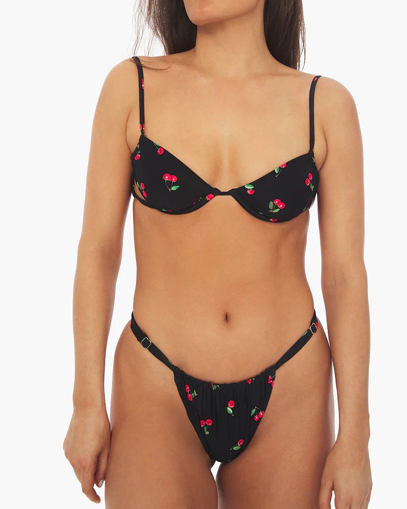 Adjustable Ruched Cherries Bikini Bottom | We Wore What