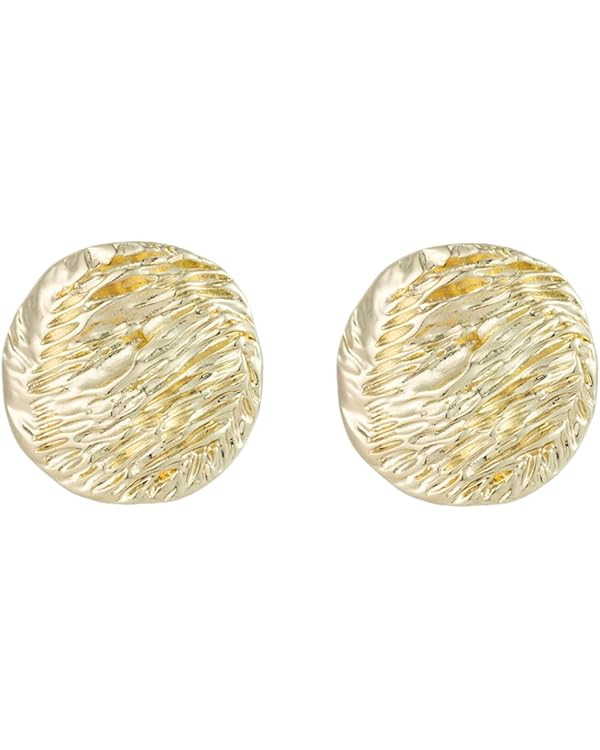 Women’s Round Coin Stud Earrings, Disc Button Ear Studs | Amazon (US)