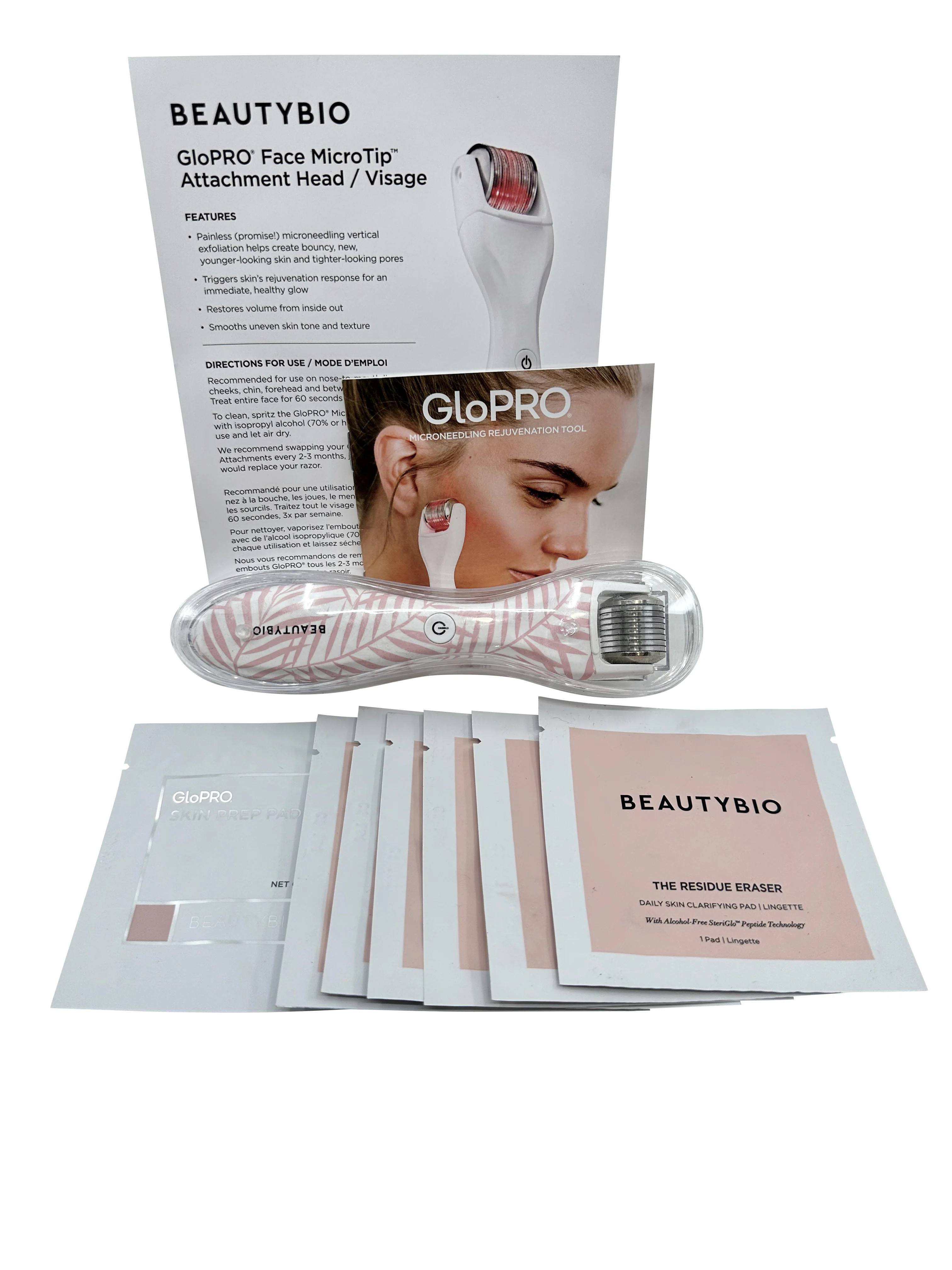 Beautybio GloPro Regen Tool Pink Palm w/ 5 Residue Eraser & 1 Skin Prep Pad | Shop Simon