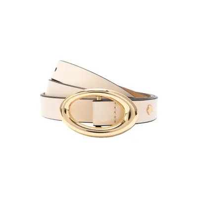 Kate Spade New York oval molten buckle leather belt in Cream at Nordstrom, Size Medium | Nordstrom