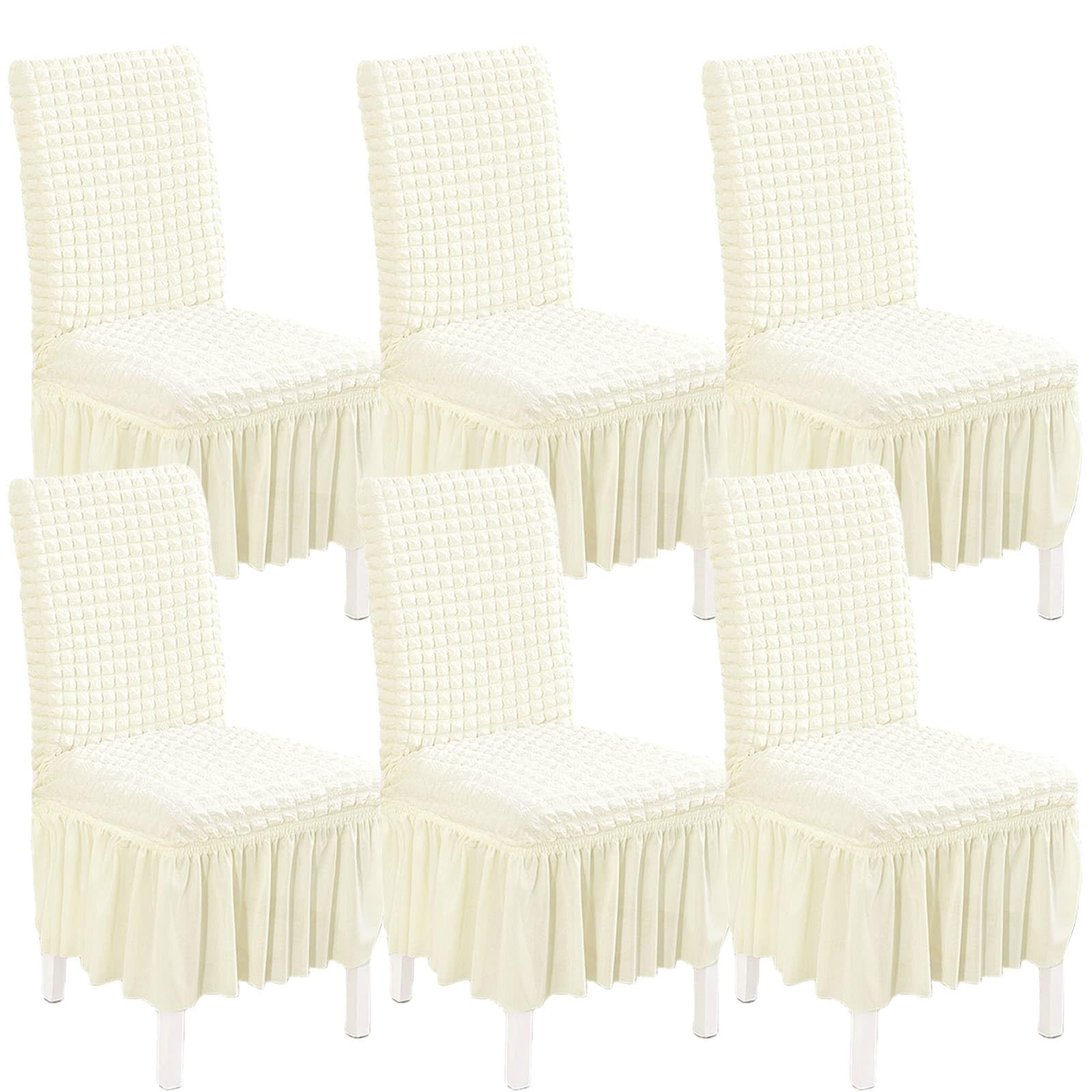Elastic Dining Chair Covers 6 Pack - Stretch Washable Chair Slipcovers with Skirt Universal Fit f... | Amazon (US)