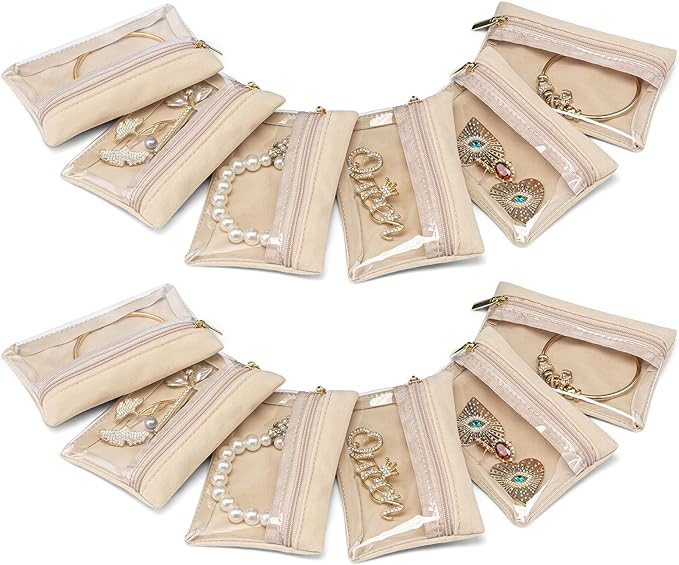 Vlando Travel Jewelry Bags,Jewelry Pouches Storage,Jewelry Travel Organizer Case for Women 12pcs | Amazon (US)