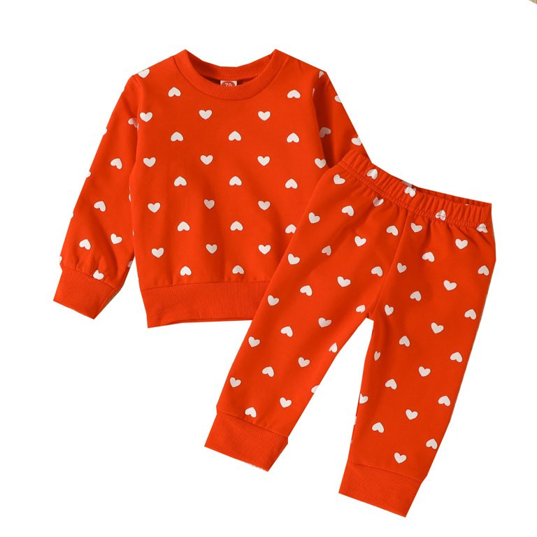 Valentine's Day Toddler Girl Outfits Long Sleeve Hearts Printed T Shirt Pullover Tops Pants Outfi... | Walmart (US)