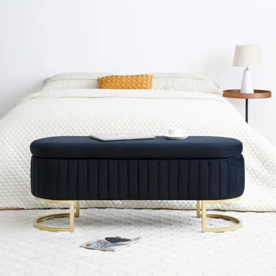 Storage Bench Bedroom Bench, Velvet Oval Upholstered End Of Bed Bench With Golden Metal Legs,50"Modern Storage Ottoman Bench For Bedroom, Living Room, | Wayfair North America
