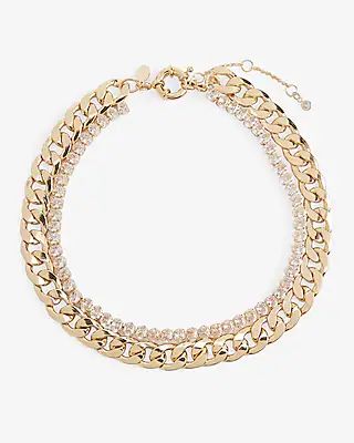 2 Row Diamond Chain Necklace | Express