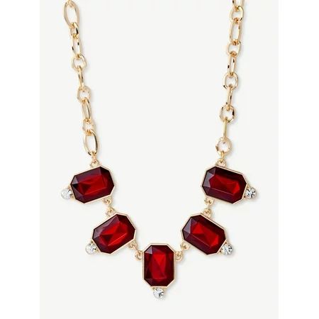 Sofia Jewelry by Sofia Vergara Women s Gold-Tone Red Stone Chain Frontal Necklace | Walmart (US)