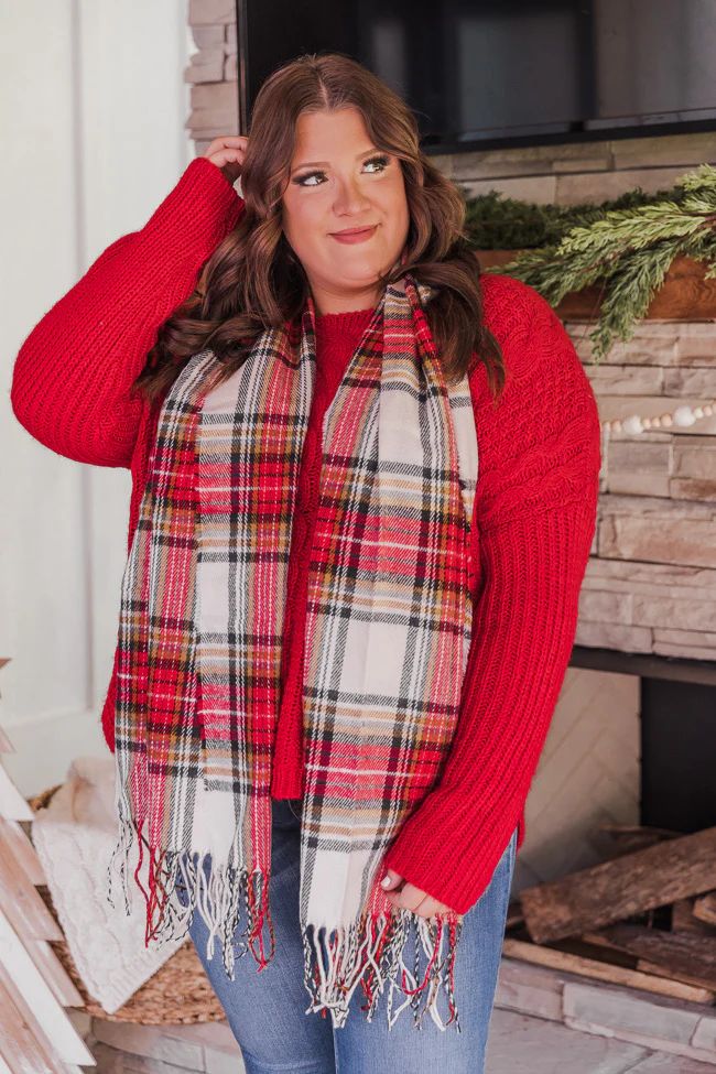 Inspirational Quote Red Plaid Scarf | The Pink Lily Boutique