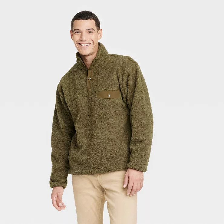 Men's Sherpa Snap Placket Pullover - Goodfellow & Co™ | Target