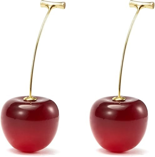 Cherry Earrings for Women, 18K Gold Plated Cute Fruit Jewelry | Amazon (US)