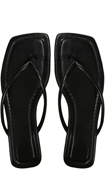 GORGLITTER Women's Square Open Toe Flip Flop Minimalist Thong Flat Sandals Slide On Summer Vacati... | Amazon (US)