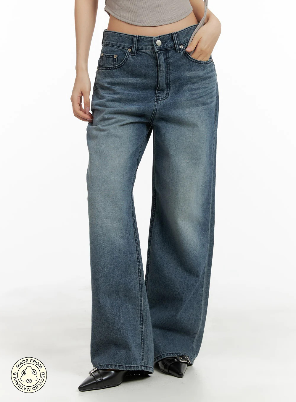 Recycled Wide Leg Jeans (UNISEX) CM420 | Lewkin