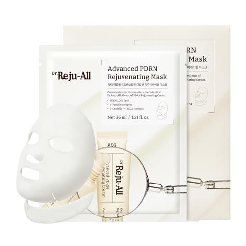 Dr.Reju-All Advanced PDRN Rejuvenating Mask - Face & Neck Korean Sheet Mask with 1,200 ppm PDRN, Collagen & Copper Peptides - Hydrating & Soothing, Skin Repair (1.2 Fl Oz x 4EA) | Amazon (US)