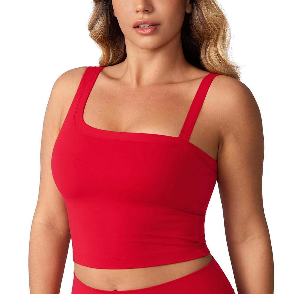 Hugcurve Detachable Shoulder Strap Longline Sports Bra for Women One Shoulder Workout Tank Crop T... | Amazon (US)