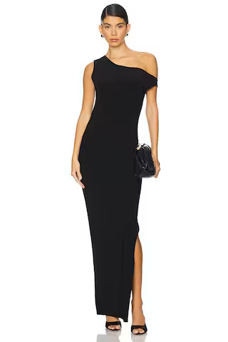 Drop Shoulder Fitted Gown in Black | Revolve Clothing (Global)