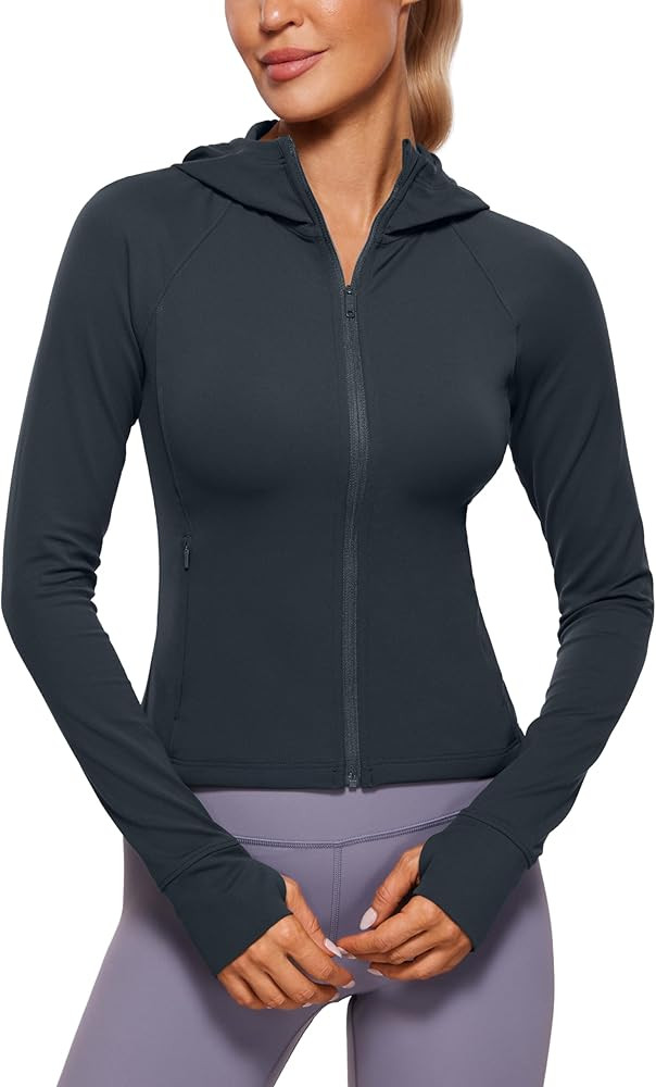 CRZ YOGA Womens Butterluxe Full Zip Workout Hoodie Jackets Slim Fit Hooded Athletic Yoga Lightwei... | Amazon (US)