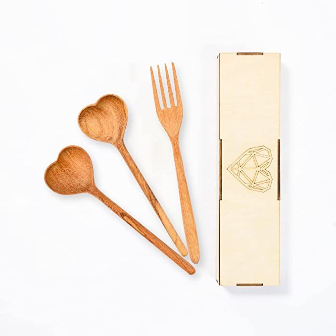 Set of 3 Wooden Spoons For Eating With Wood Gift Box, Gifts For Women, Chef Gifts, Eco Friendly S... | Amazon (US)