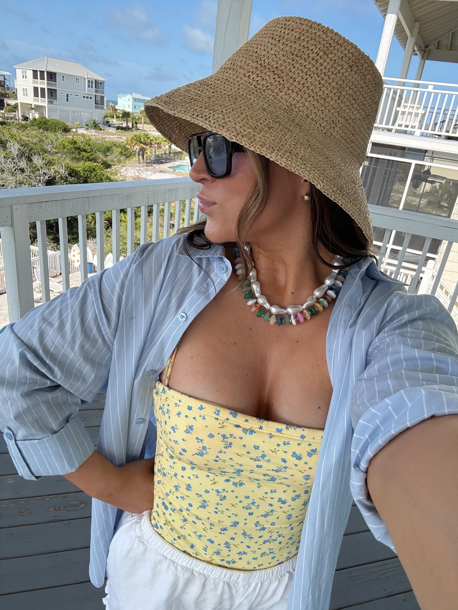 Wearing a medium in the swimsuit and a an XL in the shirt. 

Summer beach outfit. Resort wear. One piece swimsuit. Raffia bucket hat. Pool outfit. Linen shorts. Summer outfit.

#LTKootd #LTKSeasonal