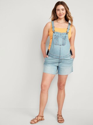 Maternity Side-Panel Slouchy Non-Stretch Jean Cut-Off Shortalls -- 5-inch inseam | Old Navy (US)