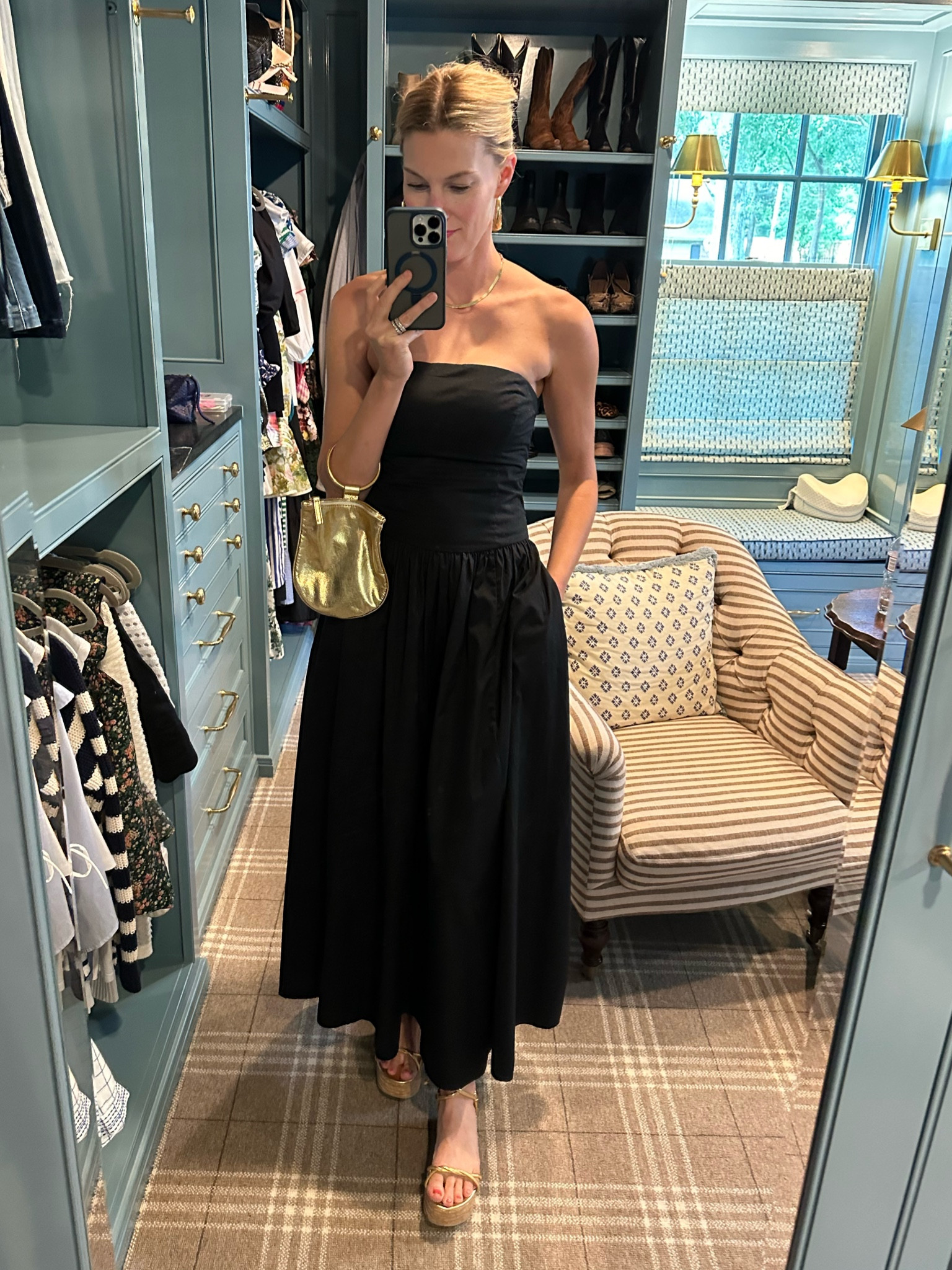 I posted a dressing room picture of this same dress earlier, but here it is styled for a birthday dinner for my husband! 
For sizing reference, I’m wearing an xxs in the dress. 