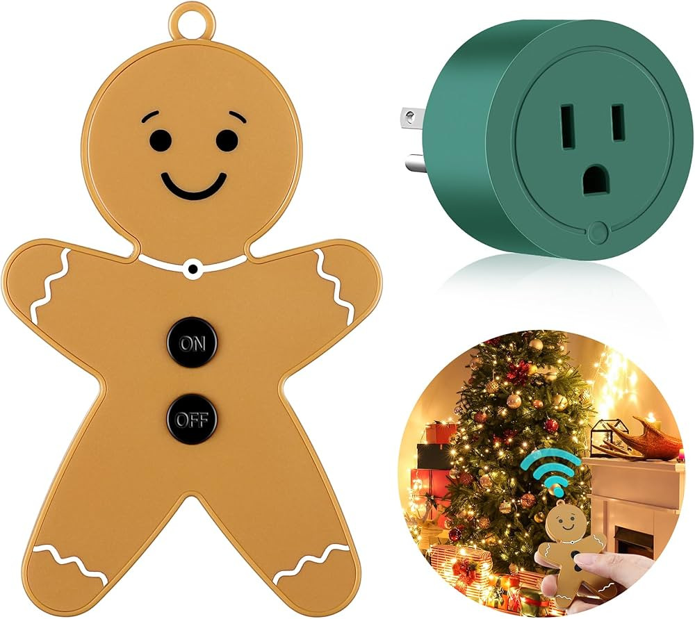 Enhon Wireless Remote Switch for Christmas Tree Lights, Works Up to 82 Feet Away, Gingerbread Man... | Amazon (US)