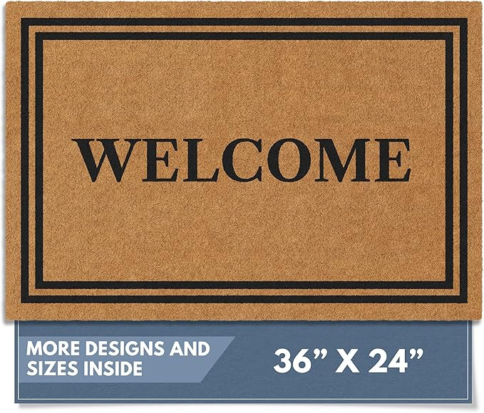 Barnyard Designs Natural Coco Coir Heavy Duty Backing Doormat - Large Cute Non-Slip Front Door We... | Amazon (US)