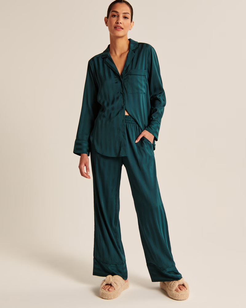 Satin Jacquard Sleep Pant | Abercrombie & Fitch (US)