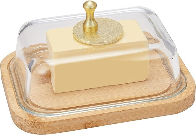 Glass Butter Dish with Lid for Countertop and Refrigerator, Extra Large Butter Keeper Container S... | Amazon (US)