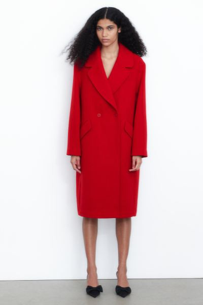 Double-breasted coat - Red - Ladies | H&M GB | H&M (UK, MY, IN, SG, PH, TW, HK)