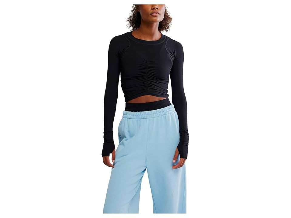 FP Movement Tempo Ruched Long Sleeve Women's Workout Black : LG (Women's 12-14), Elastane/Polyester | Zappos