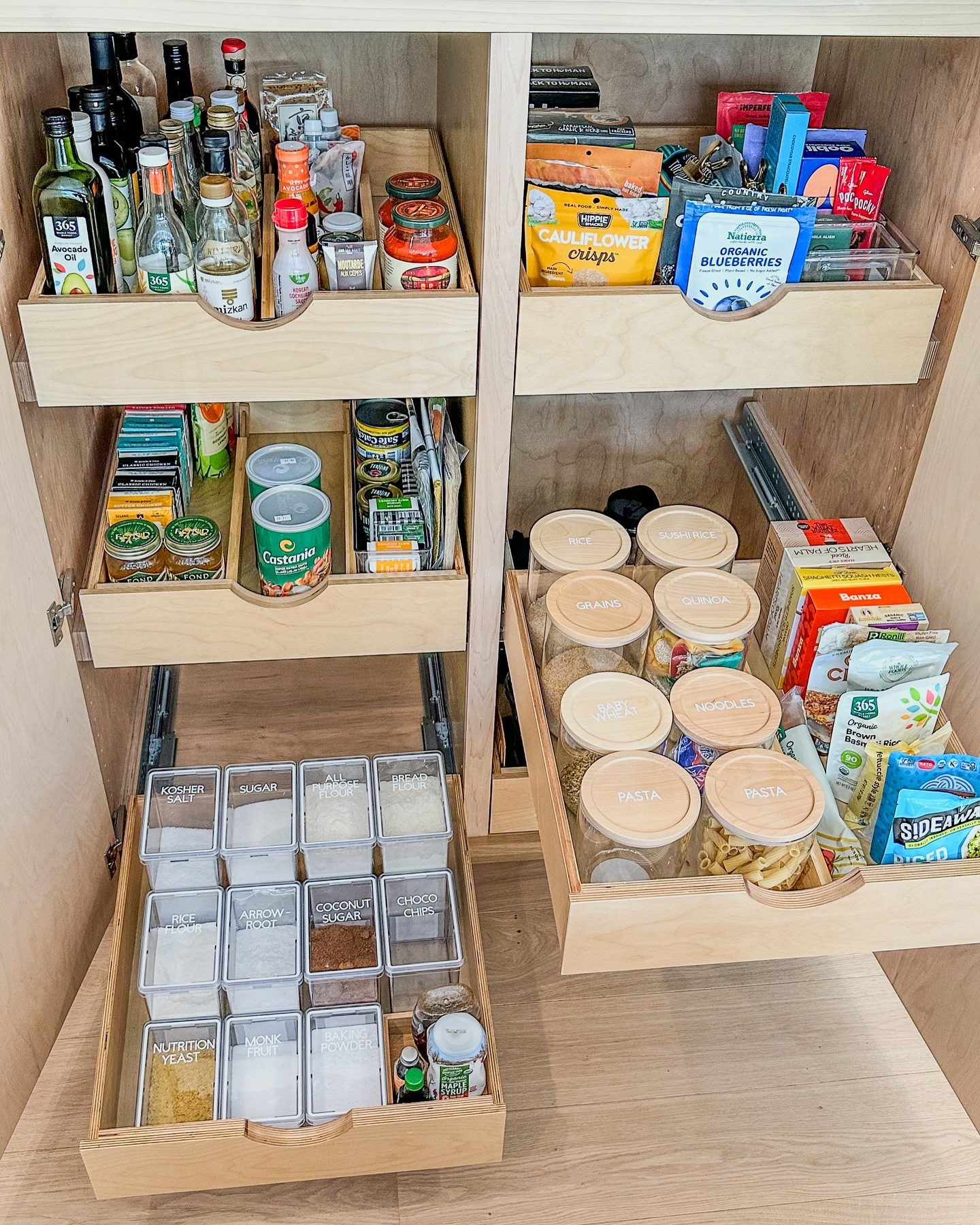 No walk in pantry? No problem.
⠀⠀⠀⠀⠀⠀⠀⠀⠀
We designed this space with our cabinet specialist to create a functional, yet beautiful pull out pantry.
⠀⠀⠀⠀⠀⠀⠀⠀⠀
We know if we can’t see it, we just buy more of it. Prevent food waste by creating an organized system where nothing goes to die in the dark, mysterious depths of your food storage spaces ☠️
.
.
.
#casa1708 #shaiorganized #organizer #customdrawers #custompantry #designkitchen #professionalorganizer #cricut #cricutmade #austinorganizer #austintexas #organizedlife #stayorganized  #mariekondo #austintexas #afreshstart #moveinready  #dreamhome #dreamcometrue #homeorganization #newhome #customhomes #austinrealestate #luxuryhomes